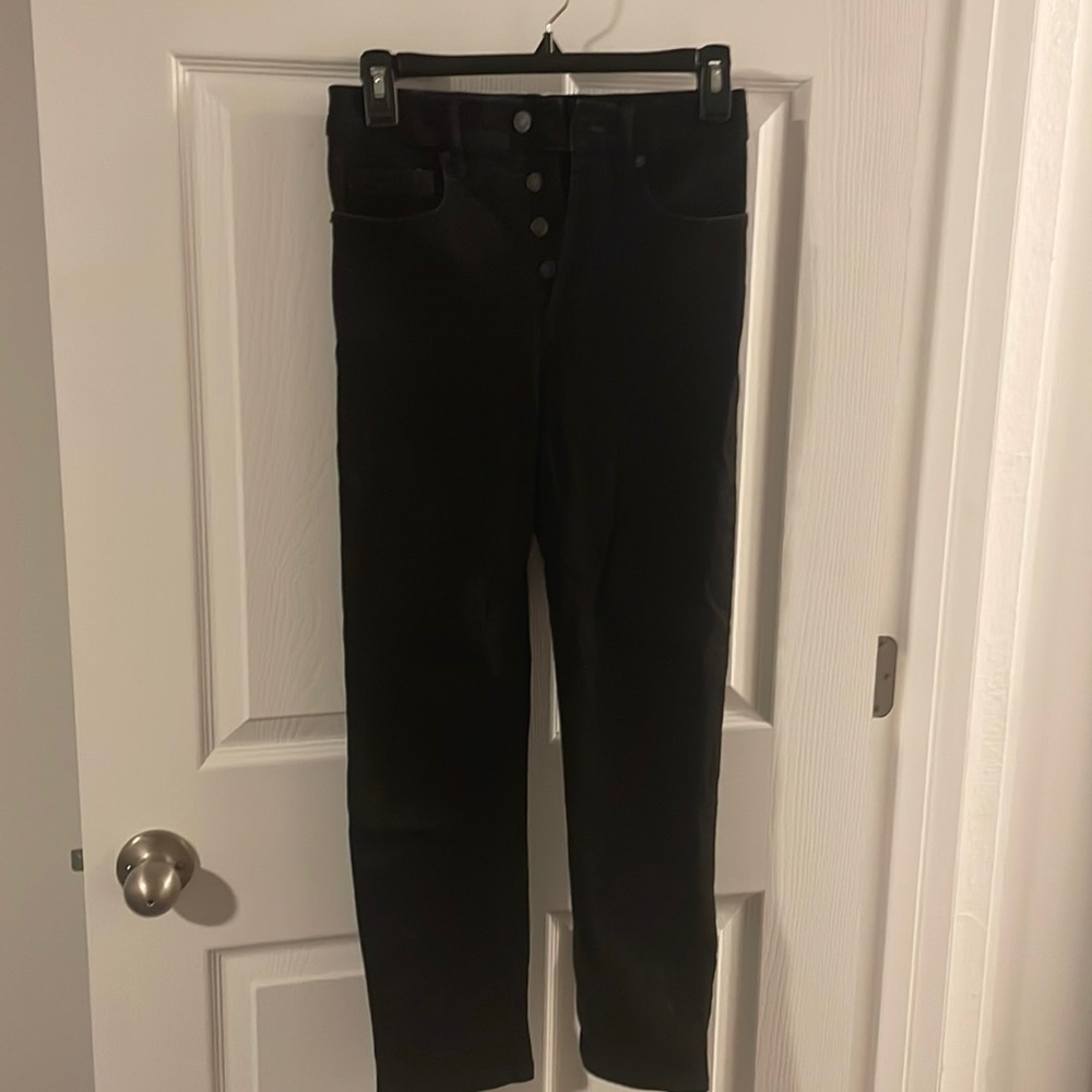 Black everlane high rise slim straight jeans